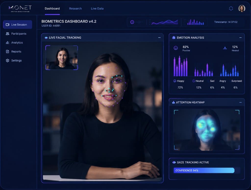 Webcam biometrics for emotion and attention